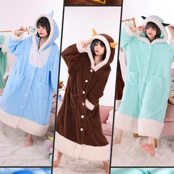 Genshin Impact Zhongli / Tartaglia / Xiao Cosplay Costum Amine de zi cu Zi pentru Bărbați Pijamale de Pluș camasa de noapte, Costume pentru 2022 Marimi S-XL