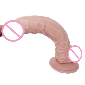 HOWOSEX 25.5*4cm Mare moale lung Vibrator, Cu Bile ventuza Flexibil Penis Adult Jucarii Sexuale Pentru Femei Realist Penis urias sex Feminin