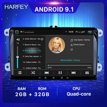 Harfey 2+32G Radio Auto GPS 9inch 2din Android 9.1 mașină Player multimedia pentru VW Volkswagen SEAT LEON CUPRA Skoda Passat b5 b6 CC