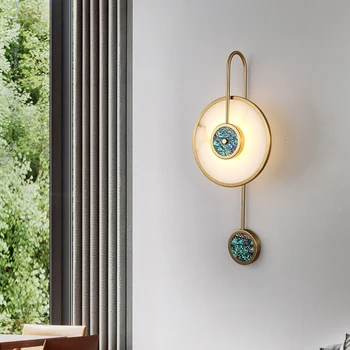 JMZM Perete de Marmură de Lux Lumina de Aur Rotund de Cupru Lampă de Perete Nordic Tranșee Pentru Camera de zi Mese de Toaleta Dormitor Culoar Scara