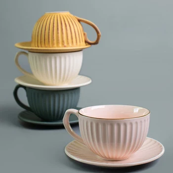 Japoneze Nordic Epocă Cana de Cafea, Cani de Cafea din Ceramică Desert mic Dejun Pahare Reutilizabile Copo Termico Ceasca si Farfurie Set