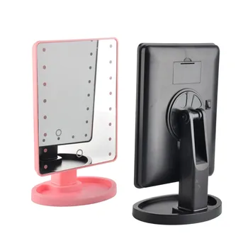 LED-ul Face Oglindă Cosmetică Desktop Portabil Compact 16/22 lumini LED Luminat de Călătorie Oglindă de Machiaj pentru femei, Negru, Alb, roz