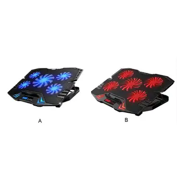 Laptop de Gaming Cooler Reglabil Cooling Pad Cu 5 Ventilatoare silentioase 5 Moduri de Acasă LED Display Ecran Puternic Suport stativ Negru Rosu