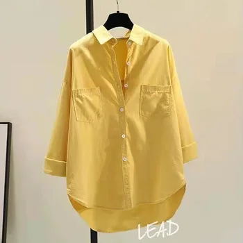 Liber Casual cu Maneci Lungi Tricou cu Buzunar 2022 Noua Moda coreeană Solid Bluze Femei Bluze de Primavara Toamna Haine Blusas 23852