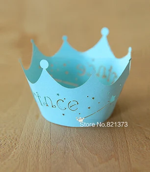 Livrare gratuita albastru prințul moștenitor ceașcă tort cupcake ambalaj, hârtie cupe brioșă garnituri ambalaje de decor pentru băiat ziua de nastere partid