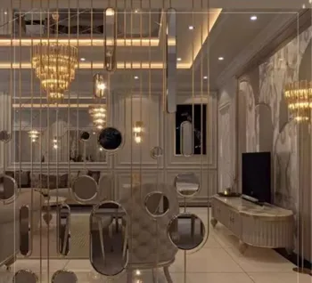 Lumina de lux din otel inoxidabil ecran mijlocul oglinda panou despărțitor camera de zi sala de mese decor