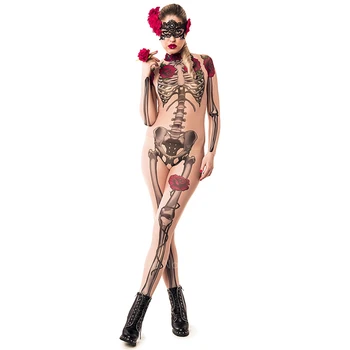 Mama Zombie Infricosator Costum de Halloween Cosplay Femei Schelet Sexy de Ziua Morților Salopeta Infricosator Fantezie Gotică Petrecere de Carnaval