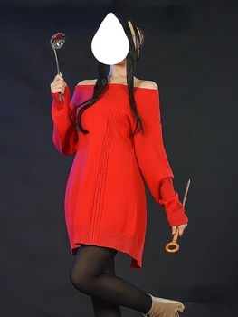 Manga SPION×FAMILIE Cosplay Yor Falsificator Cosplay Costum Femei Casual Pulover Roșu Fusta Mini Yor Printesa Rochie Costum de Crăciun
