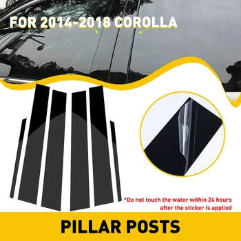 Mașină neagră Geamul Portierei Pilon Posturi Pian Tăiați Capacul Kit Marginea Rama Decor pentru a se Potrivi Pentru perioada 2014-2018 Toyota corolla Ornamental al stâlpului B