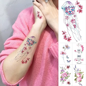 Moda Fluture Frumos De Flori Proaspete Copil Impermeabil Tatuaj Temporar Autocolant Braț Mâna Înapoi Body Art Fals Flash Tatuaj Femeie