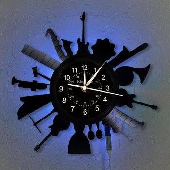 Muzical Ceas De Perete De 12-Inch Disc De Vinil Ceas | Home Decor Cadouri Unice Pentru Iubitorii De Muzică | Agățat Lampă Luminoasă Ceas De Perete.