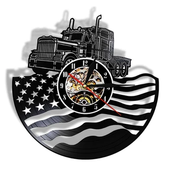 Mândru statele UNITE ale americii Tractorul Fermierului Trailer Ceas de Perete Tractor cu Steagul American disc de Vinil Ceas de Perete Ferma Decor Patriotic Fermieri Cadou