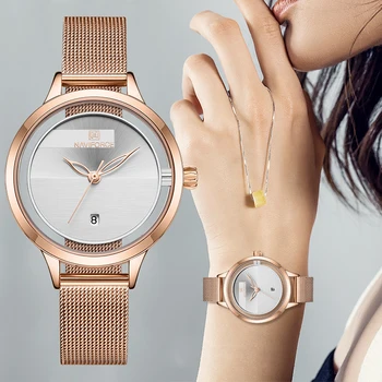 NAVIFORCE Femei Ceasuri de Lux din Oțel Inoxidabil Brățară Ceas de mână de Moda Cuarț Ceas Fată Ceas cu Data Relogio Feminino