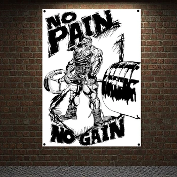 NICI o DURERE NICI un CÂȘTIG de Fitness Poster Om Muscular Corpul Agățat de Perete de Antrenament de Inspiratie Bannere Pavilion Panza Pictura Decor Acasă 7