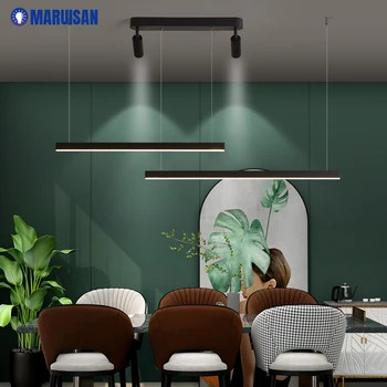 Negru cu LED-uri Moderne Candelabru de Iluminat Pentru Studiu Living sufragerie Estompat de Interior, Lămpi Salon Foaier