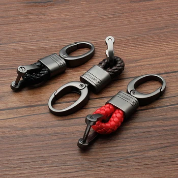 Negru/rosu/maro Bărbați Creative Metal Piele Lanț Cheie Inel Breloc Auto Keychain Keyring Holder Cadou Personalizat, Geanta Accesorii