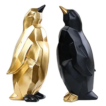 Nordic Pinguin Sculptura Geometrice Abstracte Rășină Ornament Figurine pentru Bucatarie Decor Birou Petrecere Interior