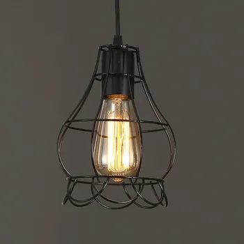 Noua Epocă retro pandantiv lampă balck cușcă de metal cu abajur ST64 bec de iluminat suspendate de iluminat