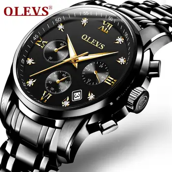 OLEVS 2858 de Afaceri de Lux pentru Bărbați Ceasuri de mana rezistent la apa Data Plin de Oțel Cuarț Cronograf Luminos Barbati Ceas Relogio Masculino