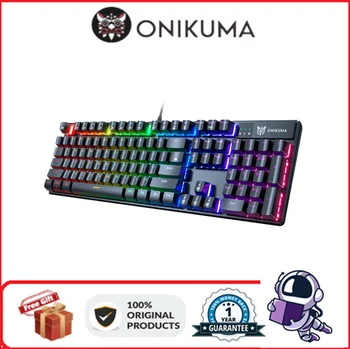 ONIKUMA G27 Tastatură Mecanică 104 Taste Interfata USB cu iluminare RGB Efect de Iluminat cu Fir Tastatură de Gaming pentru PC Gamer