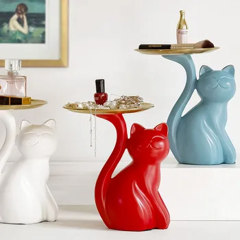 Ornamente Decor, Obiecte De Artizanat Rășină Cat Figurine Diverse Titularul Tava De Fructe Living Display Meserii Decor Nunta Cadouri
