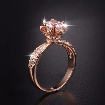 Promovare! Floare de Design Solid 100% Argint 925 & rose de aur Inele de Nunta Bijuterii pentru Femei 2ct Simulat Inel de Logodna cu Diamant