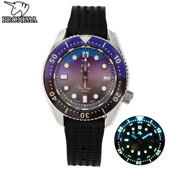 Proxima Mens Ceas Diver de Lux Bărbați cuarț Ceas de mână rezistent la apa 300M Safir, Bezel Luminos NH35 Mișcarea Ceas