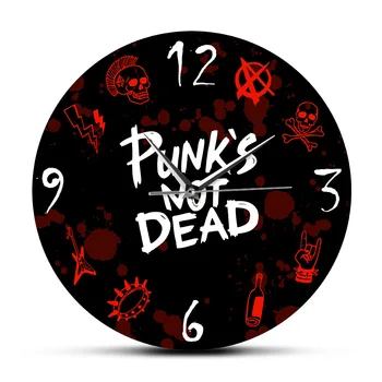 Punk Rock Modern Ceas de Perete Punk ' s not Dead Cuvinte și Elemente de Design Decorative de Perete Ceas Trupa de Muzica de Concert Decor Petrecere