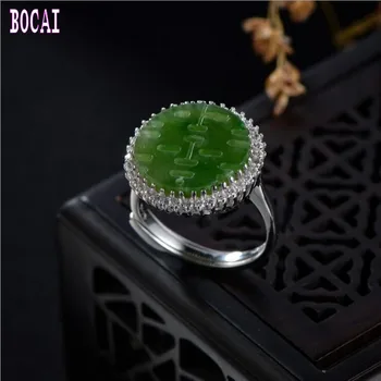 Real argint 925 bijuterii naturale piatra verde text inel de moda pentru femei inel de argint
