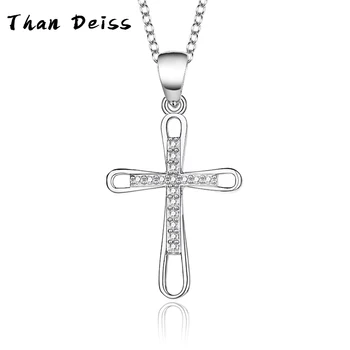 S925 Argint Cruce Colier Pentru Femei Micro Inlay Zircon Credincioși În Isus Bijuterii Pandantiv Clavicula Lanț