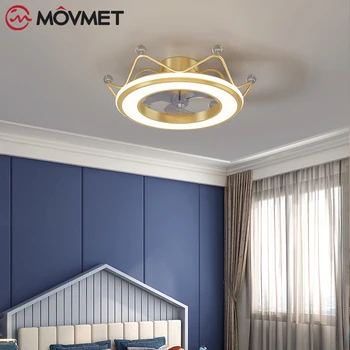 Smart Ventilator de Tavan cu Lampa Cu Telecomanda LED Estompat Fier Arcylic Kidsroom Living, Dormitor Acasă de Iluminat Interior Fani