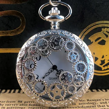 Steampunk Gol Treapta de Buzunar Vintage Ceas de Cuarț Circulație cu Lanț Colier Pandantiv Unisex Cadouri relojes de bolsillo