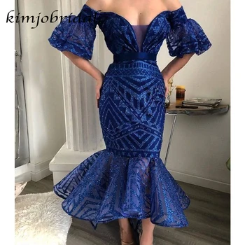 SuperKimJo Stralucitoare Rochie Eleganta Femei pentru Petrecerea de Nunta Albastru Regal arabă Sirena Rochii de Bal Vestidos De Fiesta