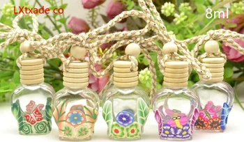 Transport gratuit 8 ml floare colorată Sticlă de Parfum ulei Esențial de Sticle Goale Mere Rotunjite Borcan de Sticlă Auto Sticle de parfum pandantiv