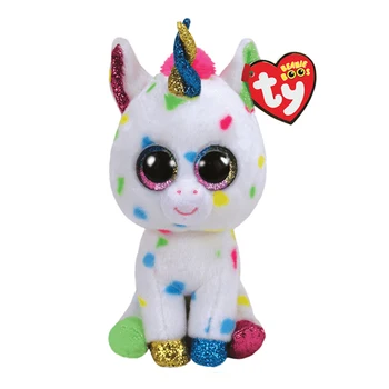 Ty Beanie Ochii Mari Umplute Jucării Pete Colorate Alb Unicorn Moale Animale de Pluș Papusa de Colectie Copii Cadou de Crăciun 15CM