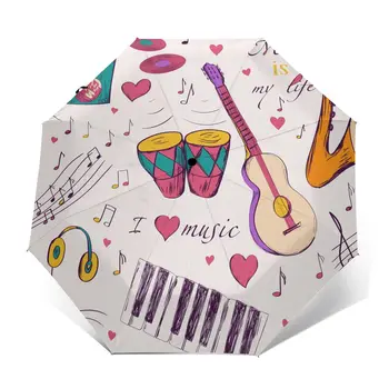 Umbrela Sunny Instrumente Muzicale Model Automat de pliere portabil bărbați femei umbrelă de protecție Solară ploaie Vânt plajă umbrelă de soare