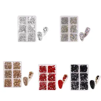 Unghii Crystal Nails 6 Cutii cu Fund Plat de Sticlă Transparentă de Culoare Amestecat Flatback Nail Art Meserii DIY Piatra Saci de Pantofi