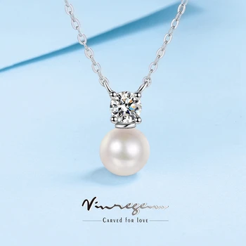 Vinregem Argint 925 Apă Dulce Pearl Moissanite Trece Testul Colier De Diamante Bijuterii Pentru Femei, Cadou De Aniversare En-Gros