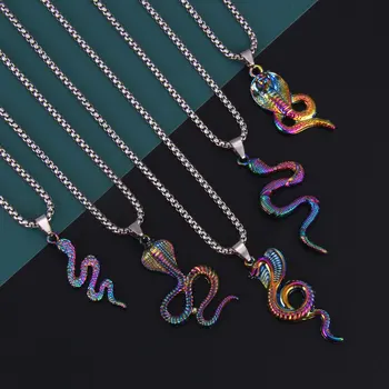 WANGAIYAO nou populare colorate rece otrăvitoare ochelari python colier în formă de nișă un design la modă întuneric pandantiv la modă bijuteriile