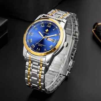 WWOOR Brand de Top Luxury Mens Ceasuri Impermeabil din Oțel Inoxidabil Cuarț Data Calendar Oameni de Afaceri Încheietura mîinii Ceas Relogio Masculino