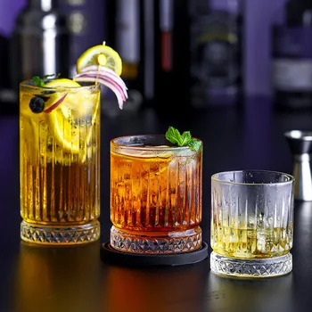 Whisky-Ul Clasic Bar De Sticlă Retro Western Pahar De Vin Europene Cu Dungi Lichior Pahar Cocktail, Pahar Pahar Pahar Pahar De Vin