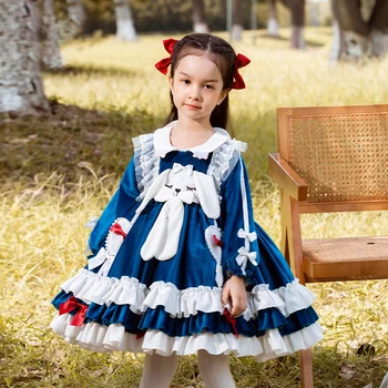 Zhiya Copii Purta Fata de Lolita Rochie de Printesa Desene animate Pufos Grup Fetiță Minunată Rochie de Catifea