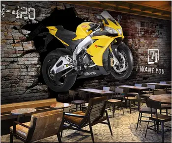 personalizat murale 3d tapet stil European și American de motociclete sparge zidul decor acasă imagini de fundal fotografie pe perete
