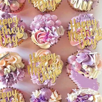 personalizate Fericit Ziua mamei cupcake toppers personalizate de sclipici flori tort fân Decoratiuni Partid repere ziua