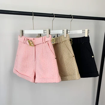 F FETE 2022 Moda Vara 4 Culori Pentru Opțiunea Roz Negru Alb Bej Textura Spălate Denim pantaloni Scurți pentru Femei, Cu Curea de en-Gros