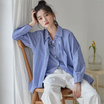Toate-Meci Chic Casual, Bluze pentru Femei de Înaltă Calitate, cu Dungi cu Maneci Lungi Doamnelor T-shirt Proaspete coreean Dulce Tricou Vrac Top Blând