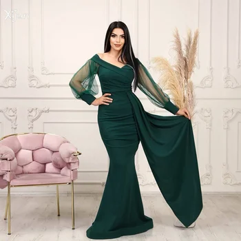 Xijun Elegant Sirena Rochii De Bal Puff Mâneci Plisate, Rochii De Seara Femei 2022 Dubai Arabă Arabia Saudită Vestidos De Gala